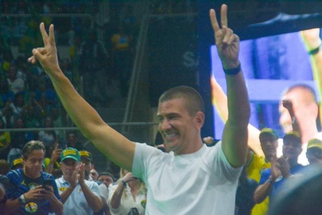 RECORD DATE NOT STATED Flavio Bolsonaro (PL) Maracanazinho RJ Rio de Janeiro (RJ), 08 22 2026 - Campaign Electoral Flavio Bolsonaro RJ - The then presidential candidate Flavio Bolsonaro participated in the launch of Douglas Ruas s electoral campaign for governor of the state of Rio de Janeiro RJ. The event brings together thousands of supporters at the Maracanazinho stadium, Maracana neighborhood, northern zone of Rio de Janeiro, (22) August 2026.(Foto: Fausto Maia Thenews2 imago images) Flavio Bolsonaro (PL) Maracanazinho RJ  Copyright: xFaustoxMaiax