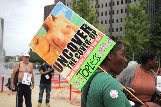August 22, 2026, Philadelphia, Pennsylvania, U.S.A: Philadelphia, Pennsylvania August 22, 2026.-- GoTopless, a women s rights organization, will geld its first civil rights march in Philadelphia, PA to claim women s constitutional right to go topless in public based on gender equality. The event marks the 19th annual GoTopless Day, held across the U.S. and internationally. Philadelphia U.S.A - ZUMAc272 20260822_znp_c272_010 Copyright: xEmilyxCotlerx