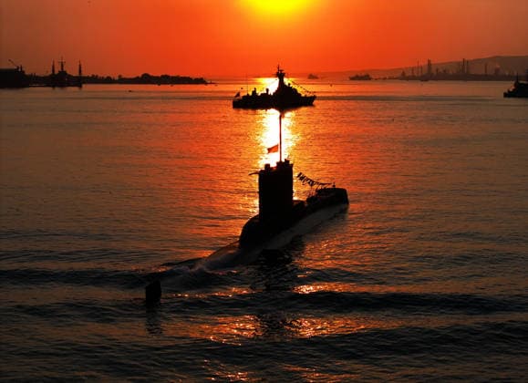 TEKNOFEST Blue Homeland KOCAELI, TURKIYE - AUGUST 22: A view of sunset over Golcuk Naval Shipyard in Kocaeli, Turkiye, on August 22, 2026, during the ongoing TEKNOFEST Blue Homeland maritime and defense festival. Organized jointly by the Ministry of National Defense and the Turkish Technology Team Foundation (T3 Foundation), with Anadolu acting as the Global Communication Partner, the event showcases frontline naval vessels, including amphibious assault ship TCG Anadolu, frigates, submarines, and uncrewed surface vehicles, alongside tactical demonstrations, highlighting the nation s indigenous defense technologies and maritime heritage. Ali Atmaca Anadolu Istanbul Turkey. Editorial use only. Please get in touch for any other usage.  Copyright: x2026xAnadoluxAlixAtmacax