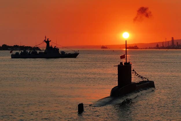 TEKNOFEST Blue Homeland KOCAELI, TURKIYE - AUGUST 22: A view of sunset over Golcuk Naval Shipyard in Kocaeli, Turkiye, on August 22, 2026, during the ongoing TEKNOFEST Blue Homeland maritime and defense festival. Organized jointly by the Ministry of National Defense and the Turkish Technology Team Foundation (T3 Foundation), with Anadolu acting as the Global Communication Partner, the event showcases frontline naval vessels, including amphibious assault ship TCG Anadolu, frigates, submarines, and uncrewed surface vehicles, alongside tactical demonstrations, highlighting the nation s indigenous defense technologies and maritime heritage. Ali Atmaca Anadolu Istanbul Turkey. Editorial use only. Please get in touch for any other usage.  Copyright: x2026xAnadoluxAlixAtmacax