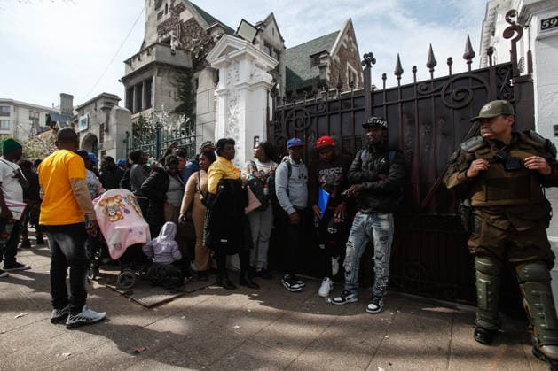 Santiago, August 22, 2026 The Haitian Embassy in Santiago is stormed by Haitian citizens due to issues with embassy staff and excessive fees for obtaining work permits in Chile. Diego Martin Aton, Chile, Aton 1182699 jpeg  Copyright: DIEGOxMARTIN ATONxCHILE
