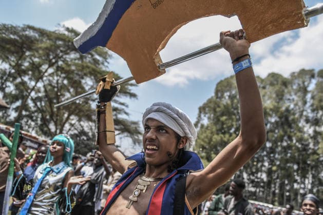 Nairobi Comic-Con Festival NAIROBI, KENYA - AUGUST 22: Youth dressed in costumes and accessories representing popular comic book and anime characters pose at the Carnivore Grounds in Nairobi, Kenya, on August 22, 2026, during the Nairobi Comic-Con (NAICCON). The annual pop culture festival brought together comic fans, gamers, cosplayers, and digital creators from across the region to celebrate creative arts, gaming tournaments, and comic book culture. Gerald Anderson Anadolu Nairobi Kenya. Editorial use only. Please get in touch for any other usage.  Copyright: x2026xAnadoluxGeraldxAndersonx