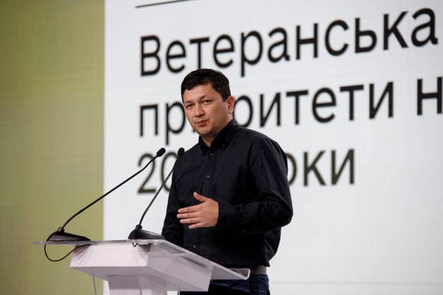 Minister for Veterans Affairs of Ukraine Vitalii Kim delivers a speech during the Ninth International Veterans Forum, Kyiv, Ukraine, August 22, 2026. Hundreds of veterans, representatives of the Ukrainian government, foreign partners, and distinguished guests took part in the large-scale annual event, which serves as Ukraine’s principal platform for dialogue on the development and implementation of state veterans’ policy. (Photo by Marianna Kotyk Ukrinform) Ninth International Veterans Forum in Kyiv  Copyright: xMariannaxKotykx