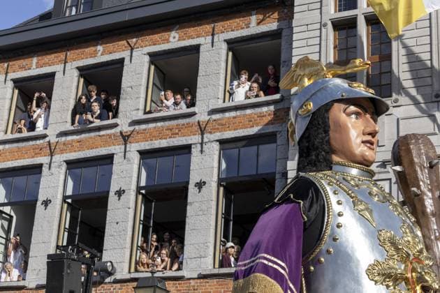 Monsieur Goliath pictured during the 2026 edition of the Ducasse festivities with the marriage of the two giants, Monsieur et Madame Goliath , in Ath, on Saturday 22 August 2026.  NICOLASxMAETERLINCK 184020949