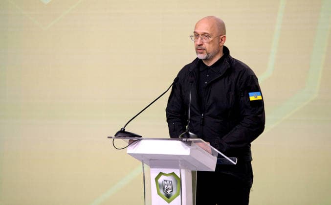 Ninth International Veterans Forum in Kyiv First Deputy Prime Minister and Minister of Energy of Ukraine Denys Shmyhal delivers a speech during the Ninth International Veterans Forum, Kyiv, Ukraine, August 22, 2026. Hundreds of veterans, representatives of the Ukrainian government, foreign partners, and distinguished guests took part in the large-scale annual event, which serves as Ukraine™s principal platform for dialogue on the development and implementation of state veterans™ policy., Credit:Marianna Kotyk Ukrinform Avalon Ukraine, Kyiv  Copyright: xMariannaxKotykx xUkrinformx xAvalonx 1127518124