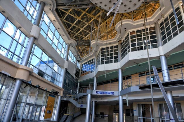 The terminal of the Rozdilna railway station is damaged by a nighttime Russian drone attack, Odesa region, Ukraine, August 22, 2026. The drone carried out a targeted strike, flying directly into the station building. The blast wave and ensuing fire destroyed glazing and damaged internal structures and administrative offices. Passenger boarding and disembarkation on the platforms continues as normal. No injuries or fatalities were reported among passengers or railway staff. (Photo by Nina Liashonok Ukrinform) Russian drone hits railway station building in Odesa region  Copyright: xNinaxLiashonokx