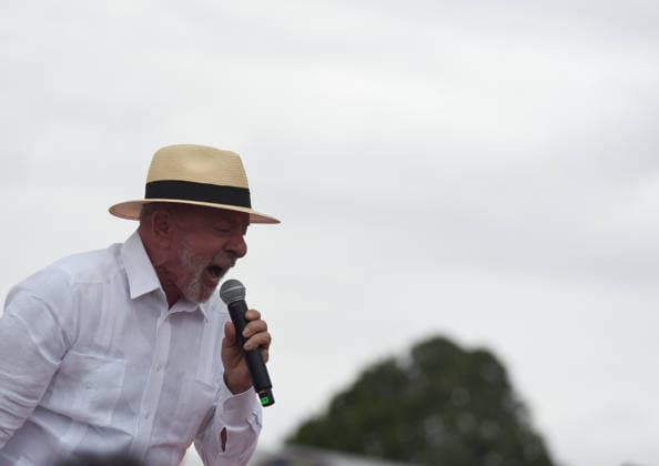 August 22, 2026, Rio De Janeiro, Rio De Janeiro, Brazil: Rio de Janeiro, Brazil, August 22 , 2026 : Brazilian President Luiz InoÂ¡cio Lula da Silva, who is running for re-election, held his first major campaign rally in the state of Rio de Janeiro on Saturday (22)...The event took place at MooÂßa Bonita Stadium, in Bangu, in the cityÃ¢â‚¬â ¢s West Zone. The stadium has a capacity of more than 9,000 people, and large screens were also set up outside the venue for supporters to follow the rally...The event marks an important moment in LulaÃ¢â‚¬â ¢s campaign in Rio de Janeiro, one of BrazilÃ¢â‚¬â ¢s most politically significant states. Rio De Janeiro Brazil - ZUMAt142 20260822_aap_t142_010 Copyright: xFabioxTeixeirax