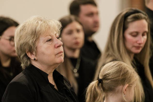 Belarusian opposition leader Aliaksandr Milinkevich Funeral in Warsaw - 22 Aug 2026 Inna Kuley, the widow of Belarusian politician Aliaksandr Milinkevich, stands during a Mass at St. John the Baptist Archcathedral in Warsaw s Old Town. Aliaksandr Milinkevich was a Belarusian politician and public figure. He was the united democratic opposition candidate in the 2006 presidential election and received the European Parliament’s Sakharov Prize. He died in exile in Poland on 11 August 2026, aged 79, after a long illness and complications following surgery. He will be buried at Pow?zki Cemetery in Warsaw, as he cannot be buried in Belarus. Warsaw Poland Copyright: xVolhaxShukailax xSOPAxImagesx VSHUKAILA_6939