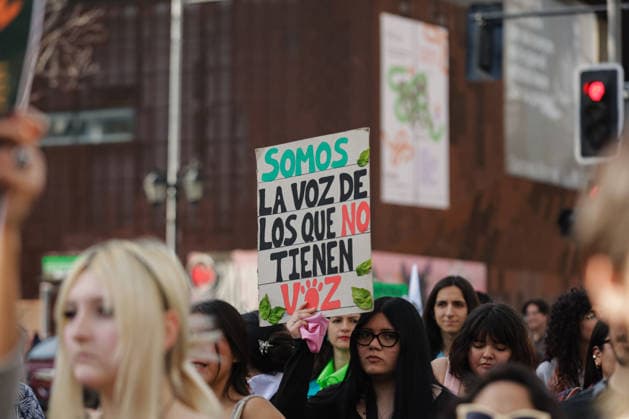 Santiago, August 22, 2026: Environmental groups march along the Alameda, the capital s main thoroughfare. Christian Monsalve, Aton Chile, Santiago, Chile. Aton 1182721  Copyright: CHRISTIANxMONSALVE ATONxCHILE