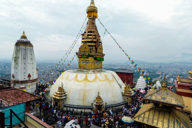 Devotees Gather at Swayambhunath for Gunla Parva Kathmandu, Nepal - August 22, 2026: Members of the Newa community take part in Gunla Parva, a sacred month-long festival, at Swayambhunath Stupa in Kathmandu, Nepal. Devotees visit the shrine for prayers and religious observances while traditional Gunla Bajan music accompanies the festivities. Gunla Parva is an important Newar Buddhist tradition observed across the Kathmandu Valley. (Photo by AP Tolang Nexpher Images) kathmandu bagmati