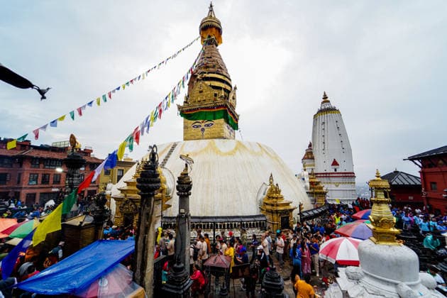 Devotees Gather at Swayambhunath for Gunla Parva Kathmandu, Nepal - August 22, 2026: Members of the Newa community take part in Gunla Parva, a sacred month-long festival, at Swayambhunath Stupa in Kathmandu, Nepal. Devotees visit the shrine for prayers and religious observances while traditional Gunla Bajan music accompanies the festivities. Gunla Parva is an important Newar Buddhist tradition observed across the Kathmandu Valley. (Photo by AP Tolang Nexpher Images) kathmandu bagmati