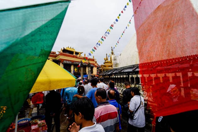 Devotees Gather at Swayambhunath for Gunla Parva Kathmandu, Nepal - August 22, 2026: Members of the Newa community take part in Gunla Parva, a sacred month-long festival, at Swayambhunath Stupa in Kathmandu, Nepal. Devotees visit the shrine for prayers and religious observances while traditional Gunla Bajan music accompanies the festivities. Gunla Parva is an important Newar Buddhist tradition observed across the Kathmandu Valley. (Photo by AP Tolang Nexpher Images) kathmandu bagmati