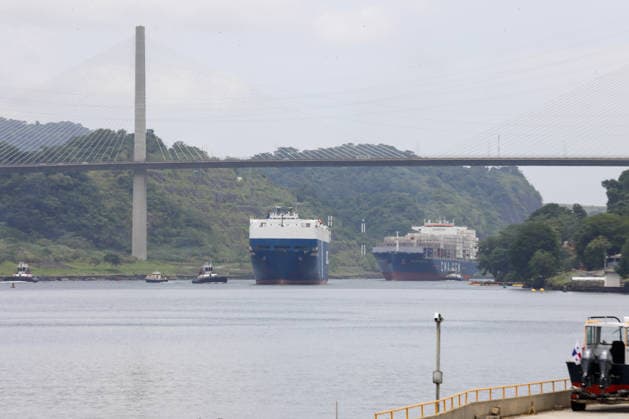 Panama Canal cuts daily transit slots amid reduced rainfall PANAMA CITY, PANAMA - AUGUST 22: A cargo vessel transits through the Panama Canal in Panama City, Panama, on August 22, 2026. The Panama Canal Authority announced temporary reductions in daily transit capacity at both the Neopanamax and Panamax locks due to below-expected rainfall in the canal watershed. Effective September 3, the number of daily slots at the Neopanamax Locks will be reduced to nine, while Panamax Locks will have 25 daily slots, falling to 23 from September 15. The authority said the measures aim to preserve service reliability and safeguard water resources for human consumption amid reduced precipitation despite the arrival of the rainy season and water-saving mea  Copyright: x2026xAnadoluxDanielxGonzalezx