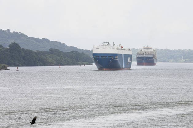 Panama Canal cuts daily transit slots amid reduced rainfall PANAMA CITY, PANAMA - AUGUST 22: A cargo vessel transits through the Panama Canal in Panama City, Panama, on August 22, 2026. The Panama Canal Authority announced temporary reductions in daily transit capacity at both the Neopanamax and Panamax locks due to below-expected rainfall in the canal watershed. Effective September 3, the number of daily slots at the Neopanamax Locks will be reduced to nine, while Panamax Locks will have 25 daily slots, falling to 23 from September 15. The authority said the measures aim to preserve service reliability and safeguard water resources for human consumption amid reduced precipitation despite the arrival of the rainy season and water-saving mea  Copyright: x2026xAnadoluxDanielxGonzalezx