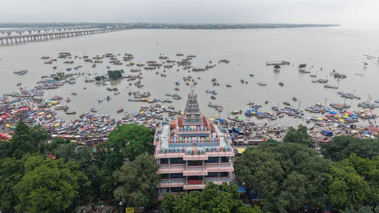 August 23, 2026, Prayagraj, Uttar Pradesh, India: Prayagraj: Sangam area inundated with water of Swollen River Ganga and Yamuna, in Prayagraj on Sunday, August 23, 2026. Prayagraj India - ZUMAv115 20260823_zap_v115_004 Copyright: xPrabhatxKumarxVermax