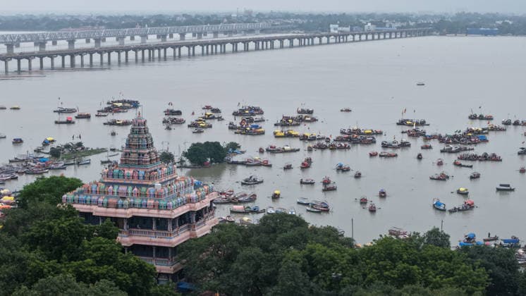 August 23, 2026, Prayagraj, Uttar Pradesh, India: Prayagraj: Sangam area inundated with water of Swollen River Ganga and Yamuna, in Prayagraj on Sunday, August 23, 2026. Prayagraj India - ZUMAv115 20260823_zap_v115_018 Copyright: xPrabhatxKumarxVermax