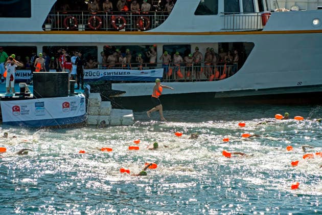 August 23, 2026, Istanbul, Turkey: Swimmers take part in the 38th Bosphorus Cross-Continental Swimming Race, crossing from the Asian side to the European side of Istanbul, Turkey. Istanbul Turkey - ZUMAz174 20260823_zip_z174_005 Copyright: xMoexZoyarix