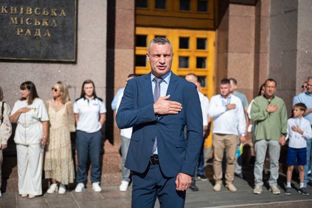 Ukraine marks National Flag Day in Kyiv KYIV, UKRAINE - AUGUST 23: Mayor of Kyiv Vitalii Klitschko attends the ceremony to raise the National Flag of Ukraine on Ukraine s National Flag Day in Kyiv, Ukraine, on August 23, 2026. Ukraine s National Flag Day was established as a national holiday on August 23, 2024, one day before Ukraine s Independence Day. Danylo Antoniuk Anadolu Kyiv Ukraine. Editorial use only. Please get in touch for any other usage.  Copyright: x2026xAnadoluxDanyloxAntoniukx