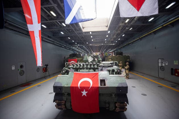TEKNOFEST Blue Homeland KOCAELI, TURKIYE - AUGUST 23: An armored military vehicle draped with a Turkish flag is displayed during TEKNOFEST Blue Homeland at the Golcuk Naval Shipyard Command in Kocaeli, Turkiye, on August 23, 2026. TCG Sancaktar carries out military missions including amphibious operations and mine-laying, and can also serve as a hospital, logistics support and evacuation ship in disaster zones. The event, organized under the leadership of the Turkish Ministry of National Defense and the Turkish Technology Team Foundation (T3 Foundation), with Anadolu serving as its Global Communication Partner, continues on its final day. Ibrahim Yozoglu Anadolu Kocaeli Turkey. Editorial use only. Please get in touch for any other usage.  Copyright: x2026xAnadoluxIbrahimxYozoglux