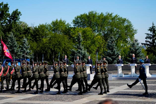 UKRAINDE Denmark s Prime Minister Mette Frederiksen participates in the marking of Flag Day Ukraine s President Volodymyr Zelensky, Latvia s Prime Minister Andris Kulbergs, Finland s President Alexander Stubb, Estonia s Prime Minister Kristen Michal, Norway s Prime Minister Jonas Gahr Stoere, Lithuania s President Gitanas NausA , Kyiv Denmark *** UKRAINE Denmark’s Prime Minister Mette Frederiksen participates in the Flag Day ceremony. Ukraine’s President Volodymyr Zelensky, Latvia’s Prime Minister Andris Kulbergs, Finland’s President Alexander Stubb, Estonia’s Prime Minister Kristen Michal, Norway’s Prime Minister Jonas Gahr Støre, Lithuania’s President Gitanas NausA, Kyiv, Denmark  Copyright: MadsxClausxRasmussenx spdk20260823-113351-L