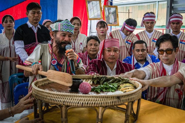 Traditional Karen Wrist-Tying Ceremony held in Bangkok, Thailand BANGKOK, THAILAND - AUGUST 23: Members of the Karen community participate in a traditional wrist-tying ceremony at Wat Dok Mai in Bangkok, Thailand, on August 23, 2026. The Karen Wrist Tying Ceremony, traditionally held around the full moon of August, involves tying white threads around participants wrists as part of a custom associated with well-being, cultural continuity and community unity. Wissarut Weerasopon Anadolu Banghok Thailand. Editorial use only. Please get in touch for any other usage.  Copyright: x2026xAnadoluxWissarutxWeerasoponx