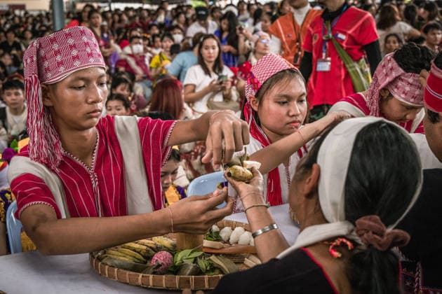 Traditional Karen Wrist-Tying Ceremony held in Bangkok, Thailand BANGKOK, THAILAND - AUGUST 23: Members of the Karen community take part in a traditional wrist-tying ceremony at Wat Dok Mai in Bangkok, Thailand, on August 23, 2026. The ceremony, during which white cotton threads are tied around participants wrists, is a tradition passed down through generations and is associated with well-being, strength and the preservation of Karen culture. Wissarut Weerasopon Anadolu Banghok Thailand. Editorial use only. Please get in touch for any other usage.  Copyright: x2026xAnadoluxWissarutxWeerasoponx