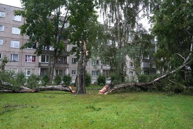 (260823) -- RIGA, Aug. 23, 2026 -- This photo taken on Aug. 23, 2026 shows the aftermath of a powerful storm in Riga, Latvia. A powerful cyclone swept northward across the three Baltic states on Saturday, killing two as strong winds, torrential rain and thunderstorms ravaged Lithuania, Latvia and Estonia. Meteorological data showed Saturday s storm was the most destructive to hit Latvia since January 2005. (Photo by Xinhua) LATVIA-RIGA-STORM-AFTERMATH EdijsxPalens 