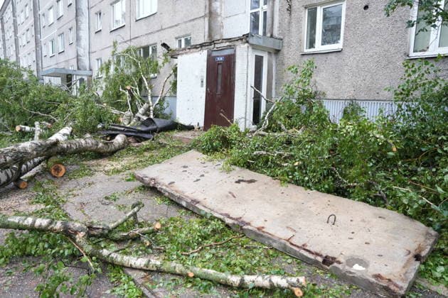 (260823) -- RIGA, Aug. 23, 2026 -- This photo taken on Aug. 23, 2026 shows the aftermath of a powerful storm in Riga, Latvia. A powerful cyclone swept northward across the three Baltic states on Saturday, killing two as strong winds, torrential rain and thunderstorms ravaged Lithuania, Latvia and Estonia. Meteorological data showed Saturday s storm was the most destructive to hit Latvia since January 2005. (Photo by Xinhua) LATVIA-RIGA-STORM-AFTERMATH EdijsxPalens 