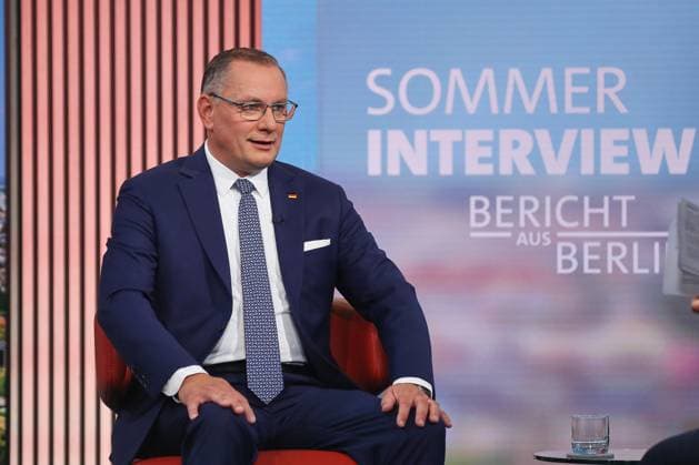 Berlin, Deutschland, 23.08.2026: ARD-Hauptstadtstudio: Sommerinterview: AfD-Chef Tino Chrupalla im Interview *** Berlin, Germany, August 23, 2026 ARD Capital Studio Summer Interview: AfD Leader Tino Chrupalla Copyright: xdtsxNachrichtenagenturx dts_130795