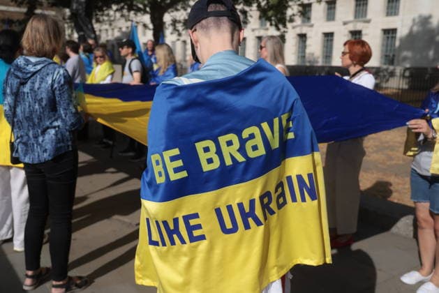 . 23 08 2026. London, United Kingdom. Ukraine s National Flag Day. Ukrainians living in the UK gather on Whitehall for Ukraine s National Flag Day celebration.  xMartynxWheatleyx xi-Imagesx IIM-26958-0002