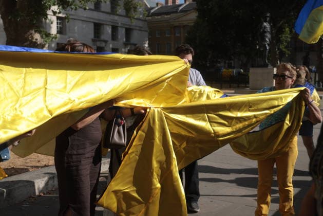 . 23 08 2026. London, United Kingdom. Ukraine s National Flag Day. Ukrainians living in the UK gather on Whitehall for Ukraine s National Flag Day celebration.  xMartynxWheatleyx xi-Imagesx IIM-26958-0005