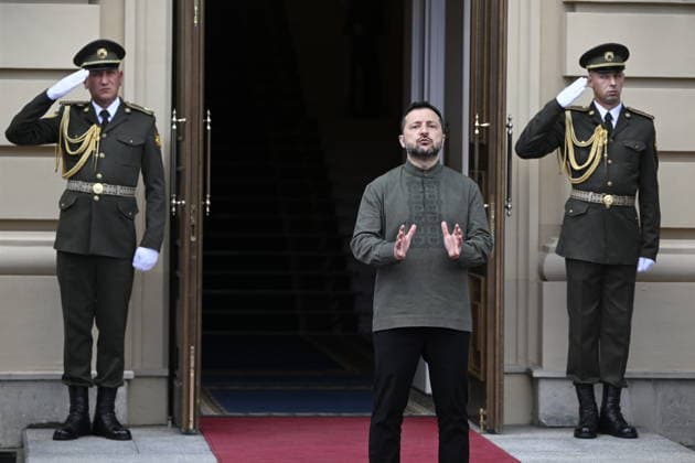 LKS 20260823 President of Ukraine Volodymyr Zelensky during the Official welcoming ceremony of the Ukraine-Nordic-Baltic Summit in Kyiv, Ukraine on August 23, 2026. - ANTTI AIMO-KOIVISTO Kiova Ukraine  Copyright: xAnttixAimo-Koivistox cfUSAxNwbgA