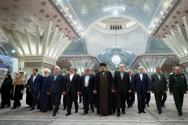 Iranian President Masoud Pezeshkian TEHRAN, IRAQ - AUGUST 23: (----EDITORIAL USE ONLY – MANDATORY CREDIT - IRANIAN PRESIDENCY HANDOUT - NO MARKETING NO ADVERTISING CAMPAIGNS - DISTRIBUTED AS A SERVICE TO CLIENTS----) Iranian President Masoud Pezeshkian attends an event to mark the first day of the Government Week at the mausoleum of Ayatollah Ruhollah Khomeini, the founder of the Islamic Republic of Iran, in Tehran, Iran on August 23, 2026. Iranian Presidency Anadolu Tehran Iran. Editorial use only. Please get in touch for any other usage.  Copyright: x2026xAnadoluxIranianxPresidencyx
