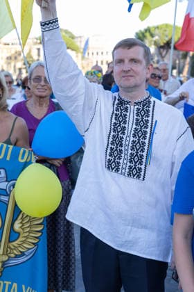 IPA87735411 - Ihor Brusylo, Ukraine™s Ambassador to Italy, during the event in Rome marking the anniversary of Ukraine™s independence  Copyright: xMatteoxNardonex xx 87735411