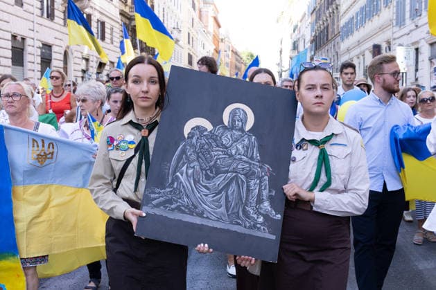 IPA87735333 - Rally in Rome to mark the anniversary of Ukraine s independence  Copyright: xMatteoxNardonex xx 87735333