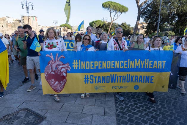 IPA87735364 - Rally in Rome to mark the anniversary of Ukraine s independence  Copyright: xMatteoxNardonex xx 87735364