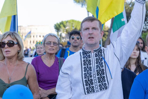IPA87735437 - Ihor Brusylo, Ukraine™s Ambassador to Italy, during the event in Rome marking the anniversary of Ukraine™s independence  Copyright: xMatteoxNardonex xx 87735437