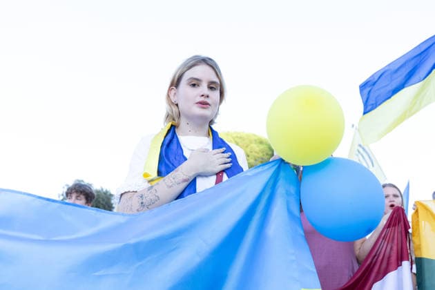 IPA87735452 - Rally in Rome to mark the anniversary of Ukraine s independence  Copyright: xMatteoxNardonex xx 87735452