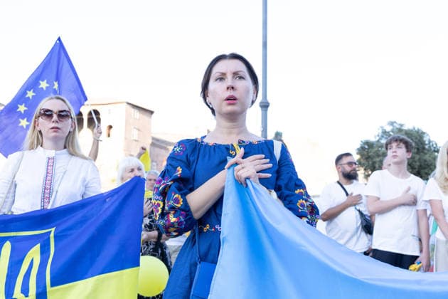 IPA87735464 - Rally in Rome to mark the anniversary of Ukraine s independence  Copyright: xMatteoxNardonex xx 87735464