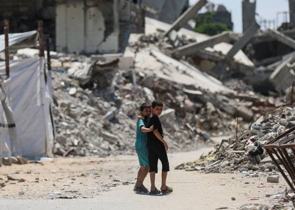 August 24, 2026, Jabalia, Palestine, State of: JABALIA REFUGEE CAMP, NORTHERN GAZA STRIP, PALESTINE, AUGUST 23, 2026: Palestinians live amid the rubble of destroyed homes and extensive damage in Jabalia refugee camp in the northern Gaza Strip, facing difficult living conditions as they seek safety and basic necessities. Jabalia Palestine, State of - ZUMAq101 20260824_zna_q101_028 Copyright: xRamzixAbuxAmerx