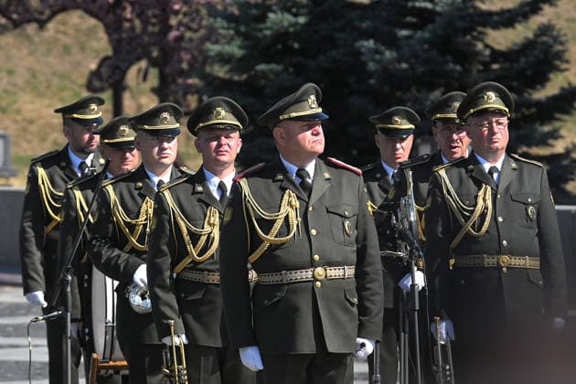 Musicians from a brass band participate in the ceremony to raise the State Flag at the National Museum of the History of Ukraine in the Second World War Memorial Complex on National Flag Day, Kyiv, Ukraine, August 23, 2026. (Photo by Yevhen Kotenko Ukrinform) Raising of State Flag of Ukraine in Kyiv  Copyright: xYevhenxKotenkox