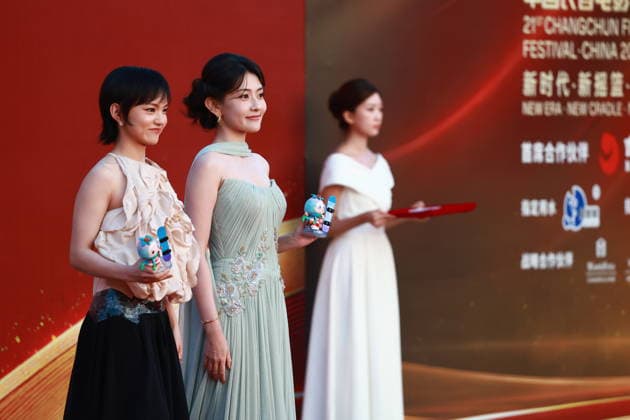 CHANGCHUN, CHINA - AUGUST 23: Actress Meng Yinghong, professionally known as La Hong Sang, and actress Liang Jie attend the opening of the 21st Changchun Film Festival on August 23, 2026 in Changchun, Jilin Province of China.  Copyright: xVCGx 111661785237