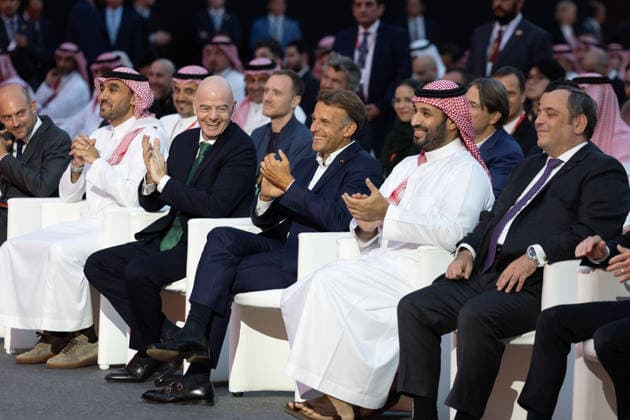 French President Emmanuel Macron, Saudi Arabia s Crown Prince Mohammed bin Salman (MBS), and FIFA President Gianni Infantino attend the closing ceremony of the Esports World Cup at the Grand Palais in Paris, France, on August 23, 2026. Raphael Lafargue, Pool Bestimage, Paris, France  Copyright: xRaphaelxLafarguex xPoolx xBestimagexRaphaelxLafarguex xPoolx xBestimagex
