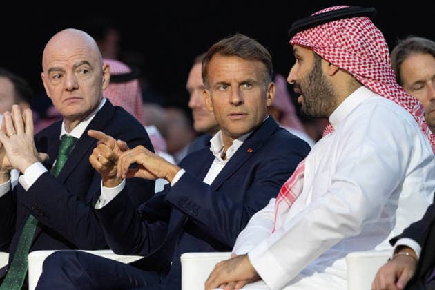 French President Emmanuel Macron, Saudi Arabia s Crown Prince Mohammed bin Salman (MBS), and FIFA President Gianni Infantino attend the closing ceremony of the Esports World Cup at the Grand Palais in Paris, France, on August 23, 2026. Raphael Lafargue, Pool Bestimage, Paris, France  Copyright: xRaphaelxLafarguex xPoolx xBestimagexRaphaelxLafarguex xPoolx xBestimagex