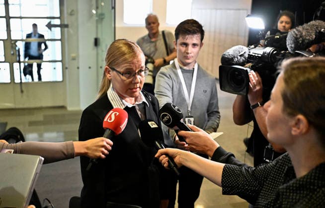 LKS 20260824 Prosecutor Annukka Juntunen speaks to media ahead of the trial of Norwegian veterinarian Rolf Nordmo at the Court of Appeal in Helsinki, Finland, on August 24, 2026. Western Uusimaa District Court found Nordmo guilty of murdering his ex, former ice hockey player Janne Puhakka in April 2025. - RONI REKOMAA Helsinki Finland  Copyright: xRonixRekomaax xwdWpveuX1M