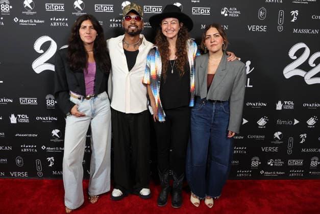 22nd Annual Hollyshorts Film Festival Closing Night Hollywood CA August 23: Domenica Castro, Miguel Jontel Pimentel, Sophia Stieglitz and Constanza Castro. at 22nd Annual Hollyshorts Film Festival Closing Night held at TCL Chinese Theater in Hollywood, CA. on August 23, 2026 Credit: AdMedia Hollywood CA United States EDITORIAL USE ONLY  Copyright: xx ADx admphotosthree012488