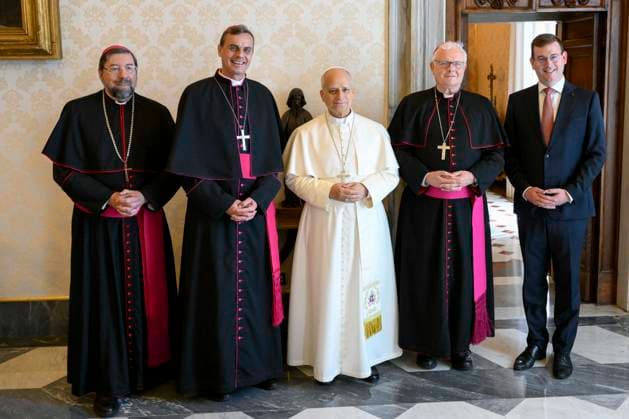 VATICAN - POPE LEO XIV RECEIVES IN PRIVATE AUDIECE BELGIAN BISHOP S CONFERENCE AT THE VATICAN- 2026 8 24 Italy , Roma , Vatican, 2026 8 24 Pope Leo XIV receives in private audience Belgian Bishops Conference at the Vatican EDITORIAL USE ONLY - NO BOOKS Copyright: xVATICANxMEDIAx