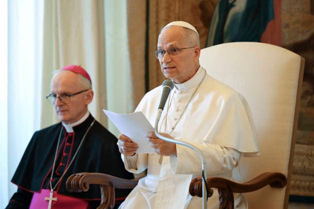 VATICAN - POPE LEO XIV RECEIVES IN PRIVATE AUDIECE DELEGATION OF THE MILITARY ORDINARIATE FOR PORTUGAL AT THE VATICAN- 2026 8 24 Italy , Roma , Vatican, 2026 8 24 Pope Leo XIV receives in private audience Delegation of the Military Ordinariate for Portugal at the Vatican EDITORIAL USE ONLY - NO BOOKS Copyright: xVATICANxMEDIAx