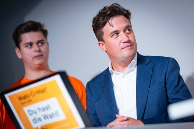 Lukas Krieger, CDU, während der Präsentation des Wahl-o-Maten;Wahl-o-Mat zur Berliner Landeswahl 2026 geht online - Vorstellung des Wahl-o-Maten, Berlin Berlin Deutschland Berliner Landeszentrale für pol *** Lukas Krieger (CDU) during the presentation of the Wahl o Maten for the 2026 Berlin state election; online presentation of the Wahl o Maten, Berlin, Berlin, Germany, Berlin State Office for Pol