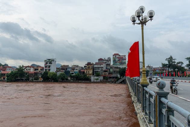 Typhoon Narra floods Lang Son, Vietnam LANG SON, VIETNAM - AUGUST 24: Swollen, muddy waters flow through Lang Son following heavy rains in Vietnam, on August 24, 2026. The heavy rains associated with Typhoon No. 4 caused flooding that affected homes, roads and businesses across the province. Magdalena Chodownik Anadolu Lang Son Viet Nam. Editorial use only. Please get in touch for any other usage.  Copyright: x2026xAnadoluxMagdalenaxChodownikx